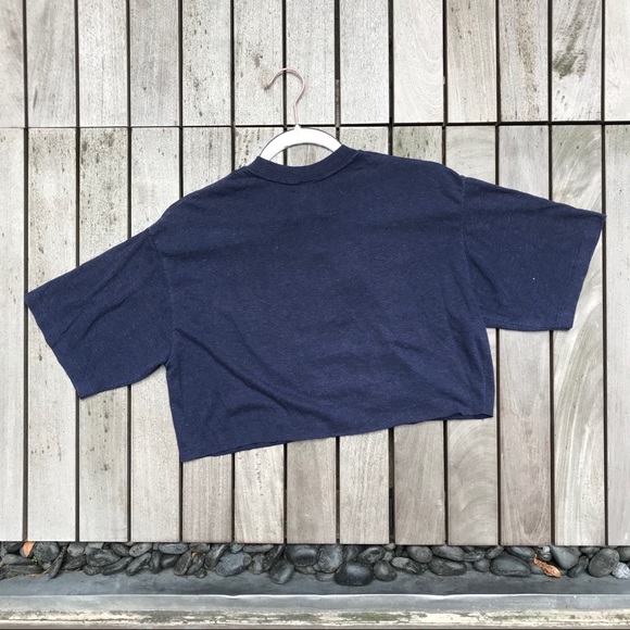 FIRST OF A KIND Navy Short Sleeve Chain Crop Top - Picture 3 of 7